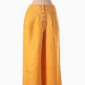 Moon River High-Waist Wide-Leg Pants in Mustard Yellow